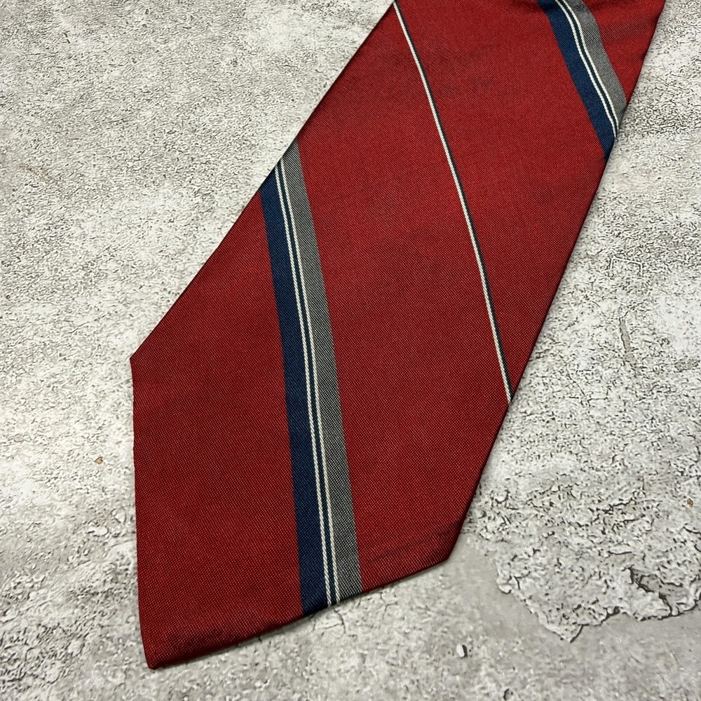 Christian Dior Silk Tie Mens One Size Red Striped Made In‎ Italy Necktie